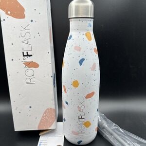 Iron Flask Retro Water Bottle 17‎ oz Stainless Steel Terrazzo w Brush New in Box
